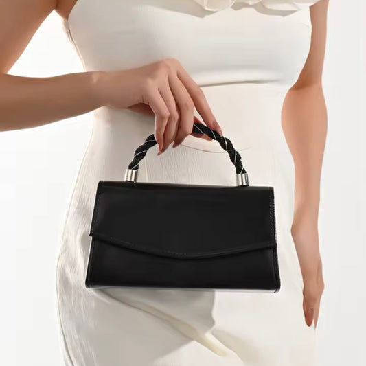 Metallic Satchel Bag With Chain