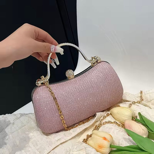 Metallic Purse With Shoulder Chain