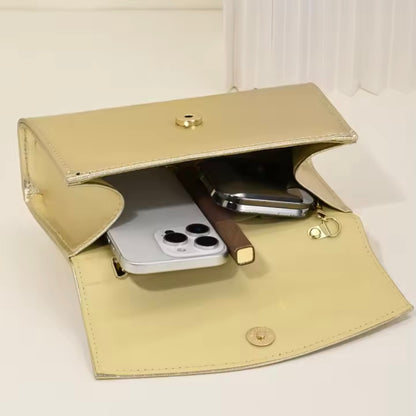 Metallic Satchel Bag With Chain